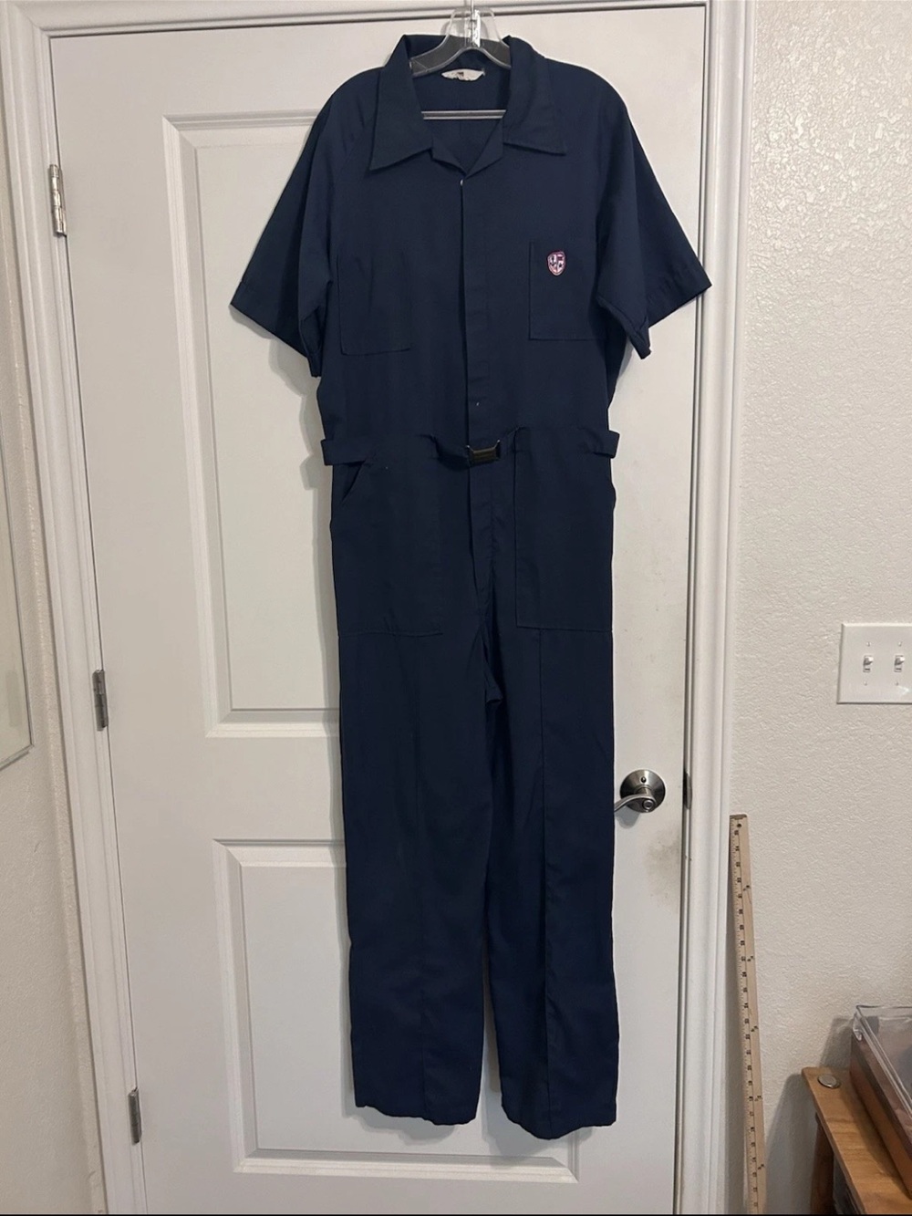 Vintage Montgomery Ward Coveralls Short Sleeve Sz Large Blue 70s 80s Jumpsuit